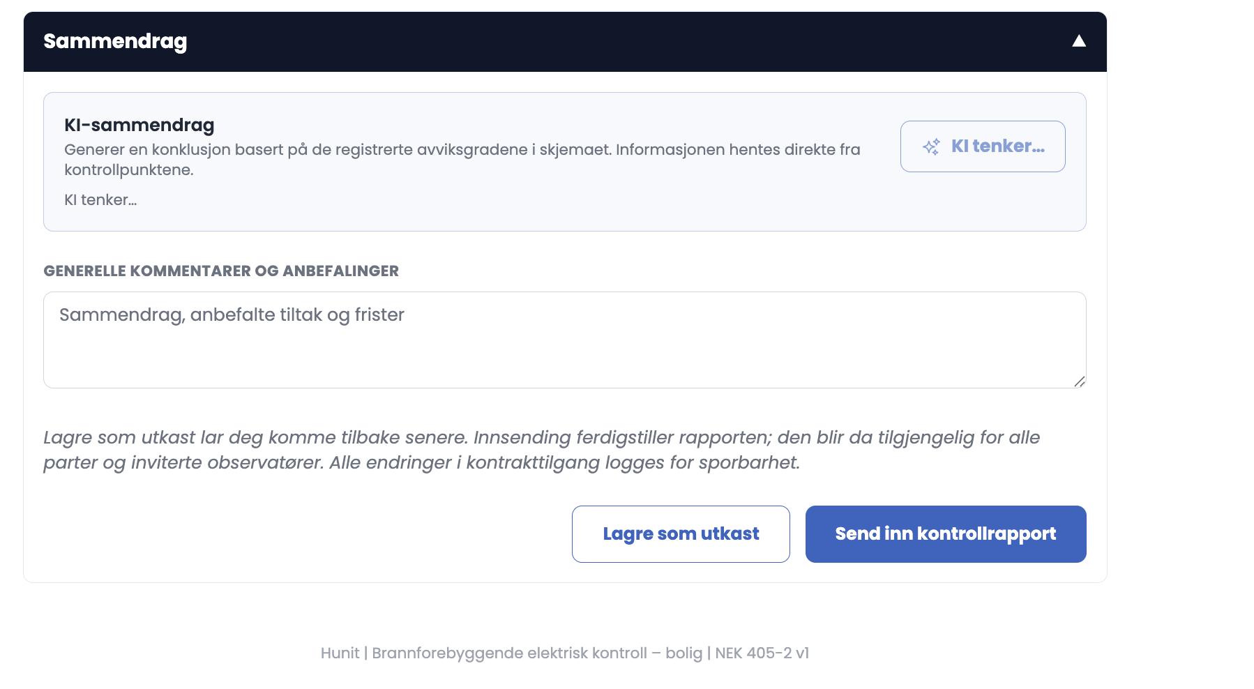 KI-sammendrag-boksen mens sammendraget genereres
